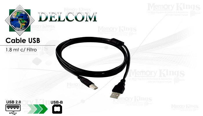 CABLE USB 2.0 1.8mts DELCOM para Impresora